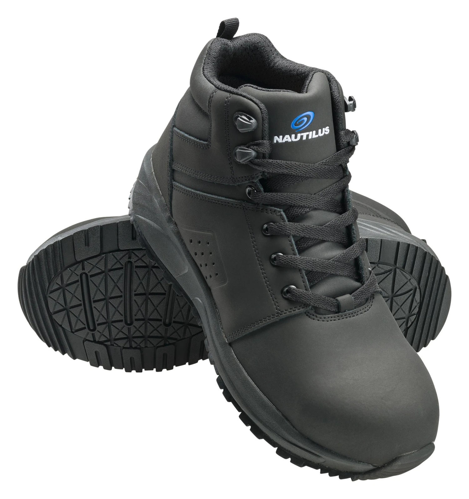 Nautilus Mens Black Leather Comp Toe 2522 Guard Mid Work Boots - Image 4